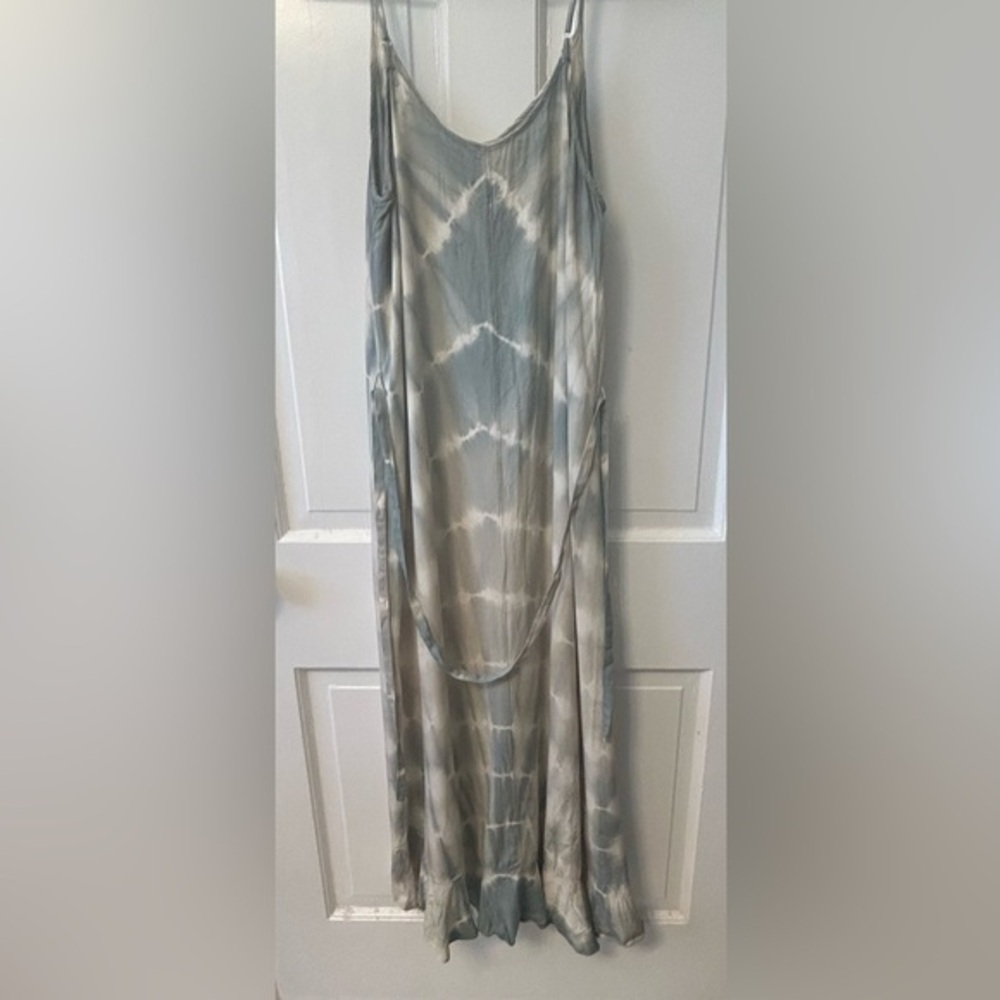 Ombré Tye Dye Soft Long Loose Spaghetti Strap Dress Sz M Soft Colors Beach Vibe